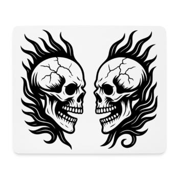 Tribal Totenköpfe schwarz - Mousepad (Querformat) - Weiß - Vorne