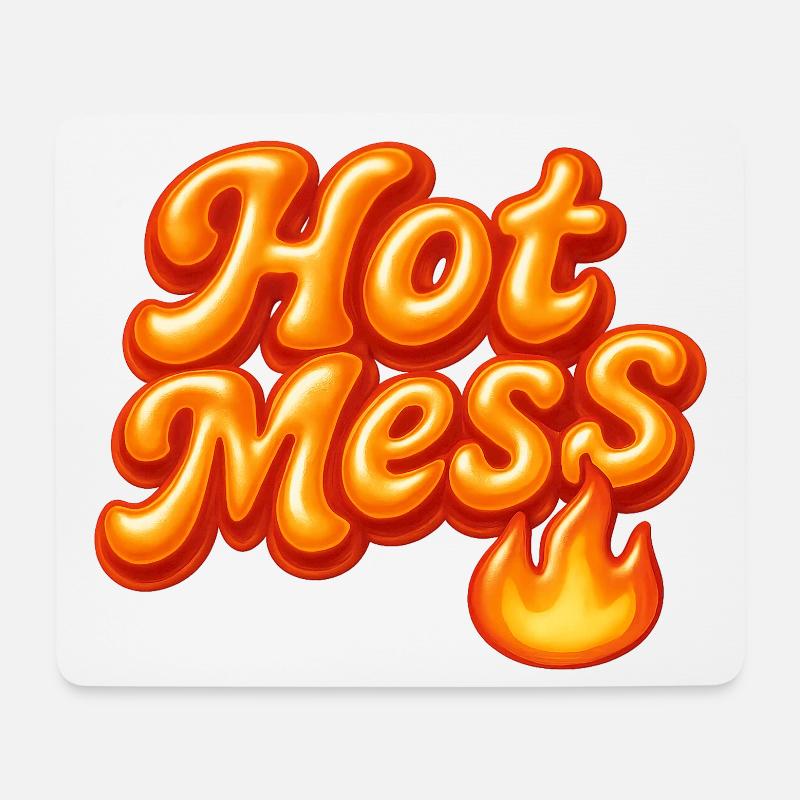 hot mess / y2k statement design - Mousepad (Querformat) - Weiß