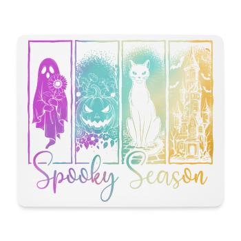 Spooky Season — Ghost & Pumpkin Haunted Vibes - Mouse Pad (horizontal) - white - Front