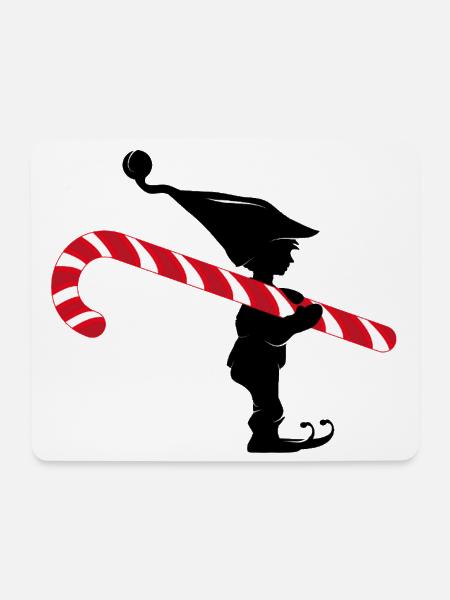 Lustiger Weihnachtswichtel mit Zuckerstange - Mousepad (Querformat) - Weiß