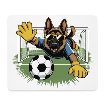 Torwart Hund mit Sonnenbrille - Mousepad (Querformat) - Weiß - Vorne