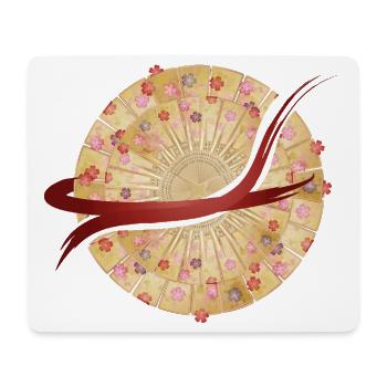 Mandala d’éventail japonais avec coup de pinceau - Tapis de souris (format paysage) - blanc - Devant