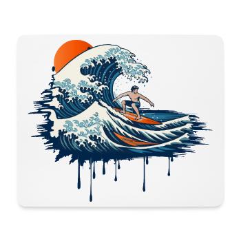 Illustration de vague dynamique sur une vague puissante - Tapis de souris (format paysage) - blanc - Devant