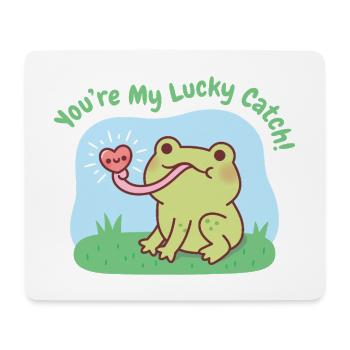 Cute Frog Catches Heart You Are My Lucky Catch - Mouse Pad (horizontal) - white - Front