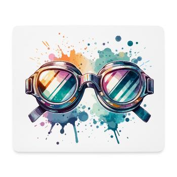 Colorful round swimming goggles Splash Design - Mouse Pad (horizontal) - white - Front