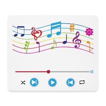 Notes de musique, lecteur de musique, symboles musicaux colorés - Tapis de souris (format paysage) - blanc - Devant