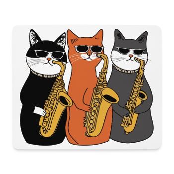 Katzen Saxophon Trio - Mousepad (Querformat) - Weiß - Vorne