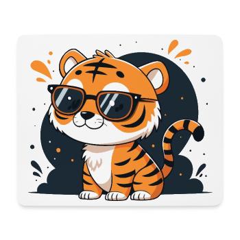 Orange Tiger Sonnenbrille - Mousepad (Querformat) - Weiß - Vorne