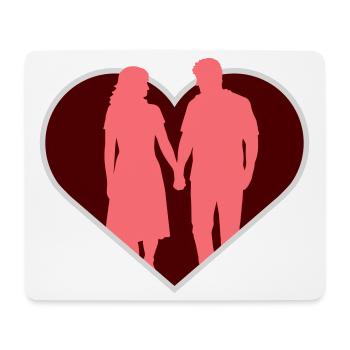 Couple Silhouette Amour Romance Petit ami de la Saint-Valentin - Tapis de souris (format paysage) - blanc - Devant