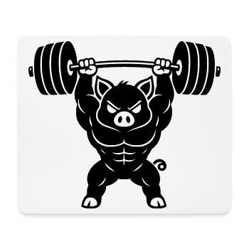 Muskel Schwein hebt schwere Hantel - Mousepad (Querformat) - Weiß - Vorne