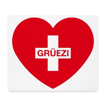 Grüezi (Herz / Schweizerkreuz / Schweiz / 1C) - Mousepad (Querformat) - Weiß - Vorne