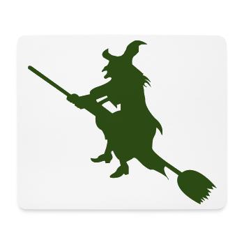 Hexe auf Besen Silhouette - Mousepad (Querformat) - Weiß - Vorne