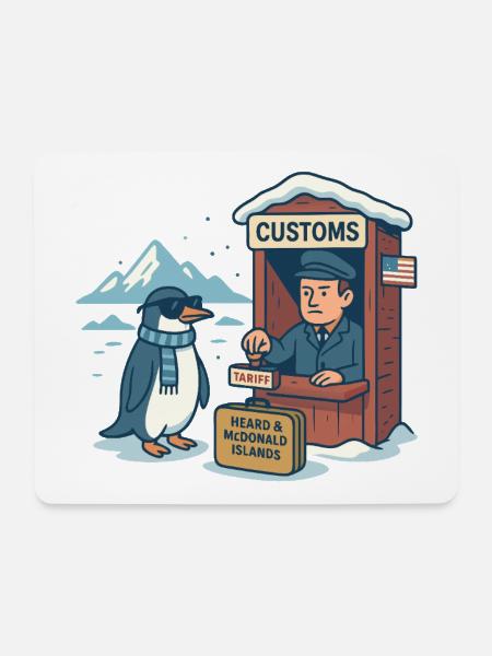 Lustiger Pinguin Cartoon Zölle und Satire - Mousepad (Querformat) - Weiß