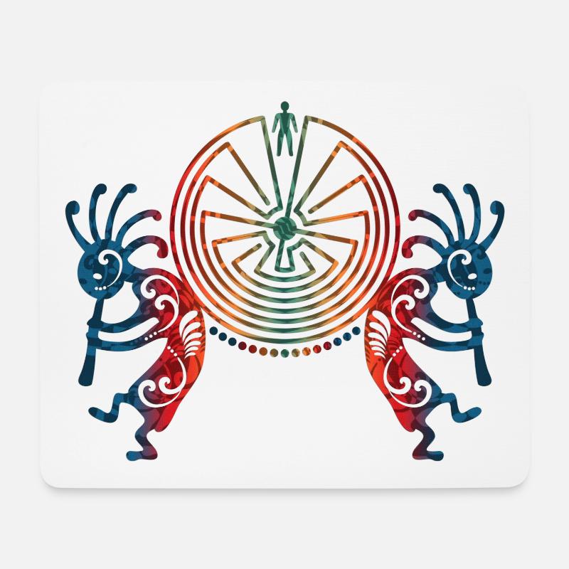 Kokopelli Duo - Man In The Maze - Red Blue - Mousepad (Querformat) - Weiß