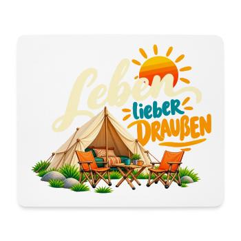Leben Draußen Camping Vibes - Mousepad (Querformat) - Weiß - Vorne