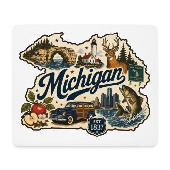 Michigan Great Lakes Vintage-Reiseaufkleber - Mousepad (Querformat) - Weiß - Vorne