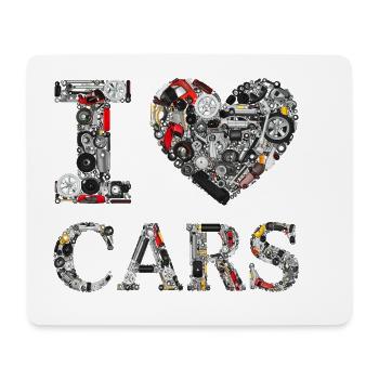I Love Cars – for friends of cars and sports cars - Mouse Pad (horizontal) - white - Front