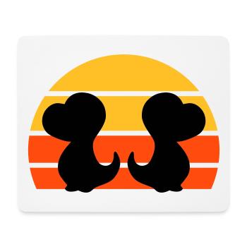 Zwei Dinosaurierbabys vor Halbsonne - Mousepad (Querformat) - Weiß - Vorne
