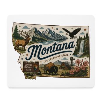 Montana Treasure State Vintage-Reiseaufkleber - Mousepad (Querformat) - Weiß - Vorne