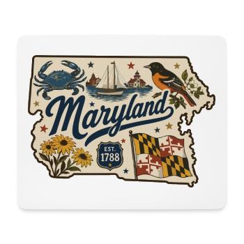 Maryland Vintage Staatsflagge & Krabbenaufkleber - Mousepad (Querformat) - Weiß - Vorne
