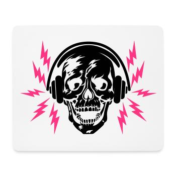 41 Totenkopf Skull Kopfhörer Blitze - Mousepad (Querformat) - Weiß - Vorne