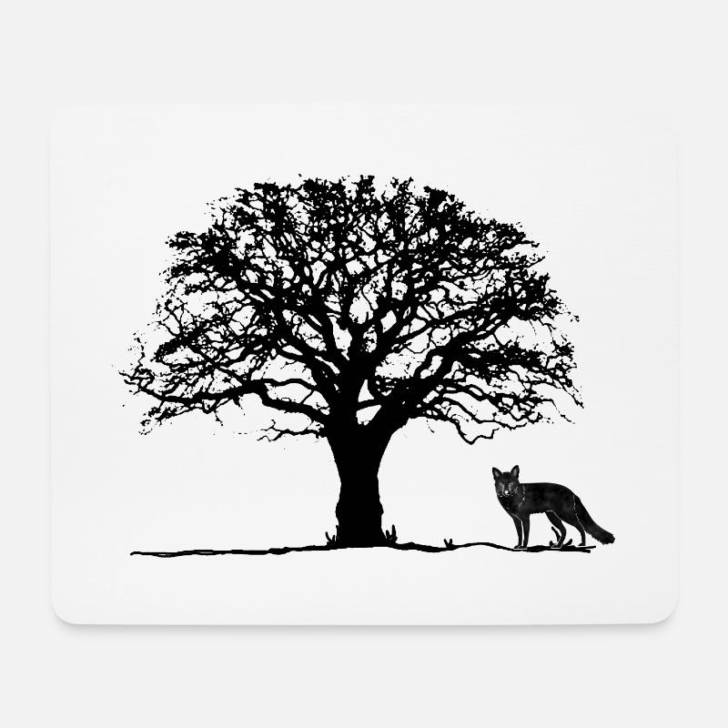Baum, Fuchs - Mousepad (Querformat) - Weiß