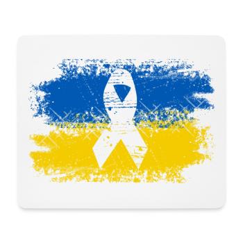 Ukrainische Flagge mit Friedensschleife - Mousepad (Querformat) - Weiß - Vorne