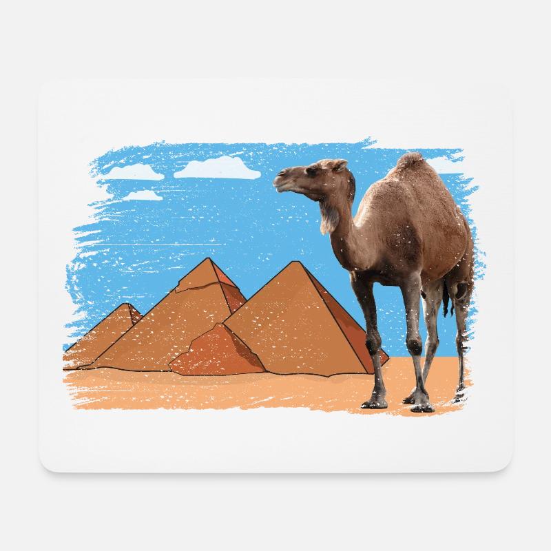 Kamel vor Pyramiden - Mousepad (Querformat) - Weiß