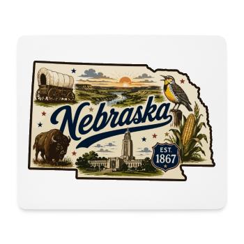 Nebraska Cornhusker State Vintage-Aufkleber - Mousepad (Querformat) - Weiß - Vorne