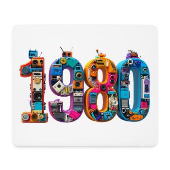 1980er Technik-Mosaik - Mousepad (Querformat) - Weiß - Vorne