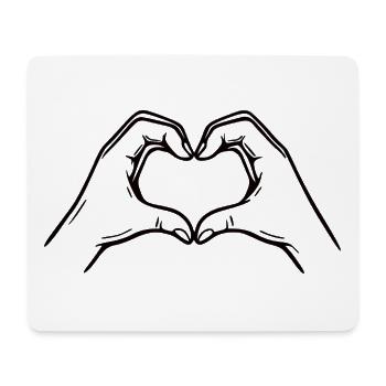 Heart Hand Sign – Love Symbol - Mouse Pad (horizontal) - white - Front