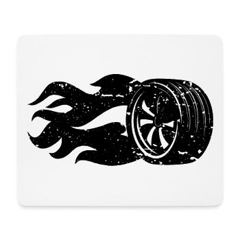 Brennender Reifen Flammen Motorsport - Mousepad (Querformat) - Weiß - Vorne