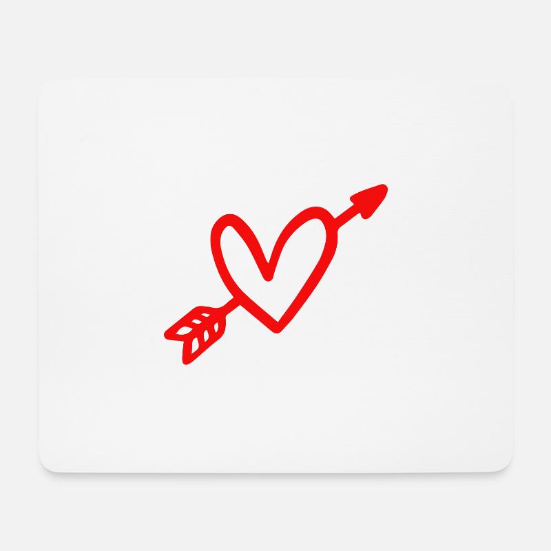 Pfeil und Herz Liebe Valentinstag Amor - Mousepad (Querformat) - Weiß