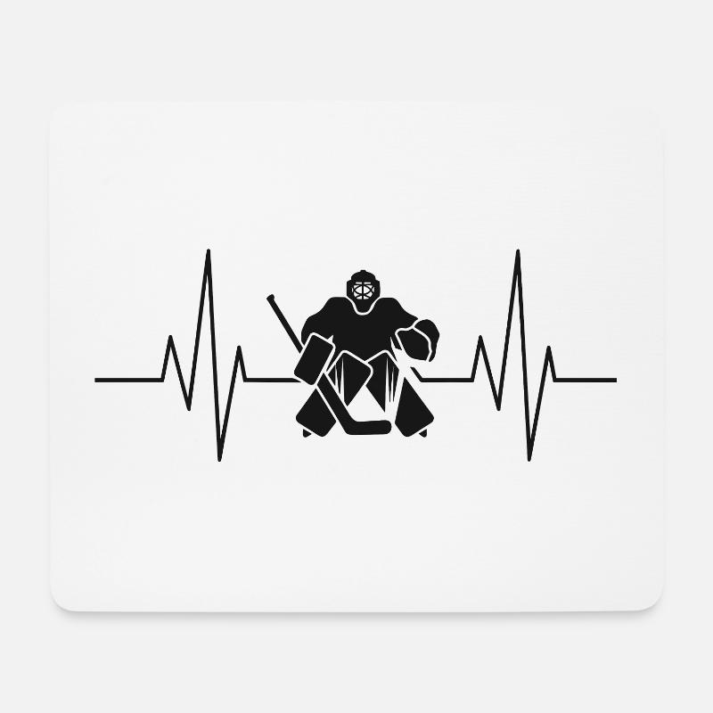 Herzschlag Eishockey Torwart Spieler Sport - Mousepad (Querformat) - Weiß