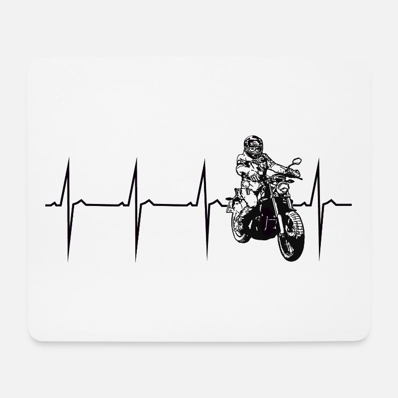 mein herz schlägt für motorradfahren - Mousepad (Querformat) - Weiß