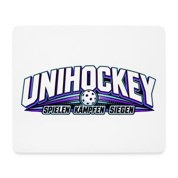Unihockey NeonLogo Kraftvoll - Mousepad (Querformat) - Weiß - Vorne