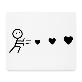 Homme Lanceur de Cœurs Noir - Tapis de souris (format paysage) - blanc - Devant