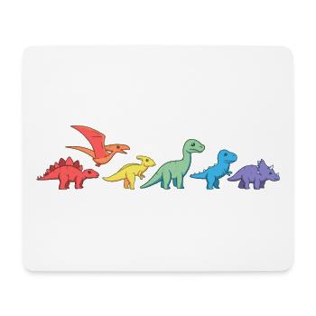 Regenbogen-Dinos - Mousepad (Querformat) - Weiß - Vorne