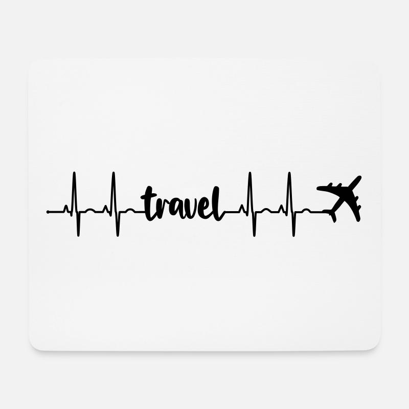 Herzschlag EKG Travel, Flugzeug (heartbeat) - Mousepad (Querformat) - Weiß