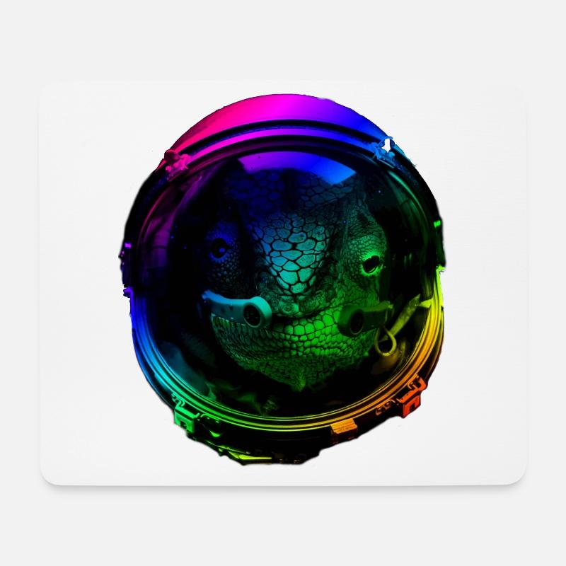 Astronaut Chamäleon Reptilienhalter Weltraum - Mousepad (Querformat) - Weiß