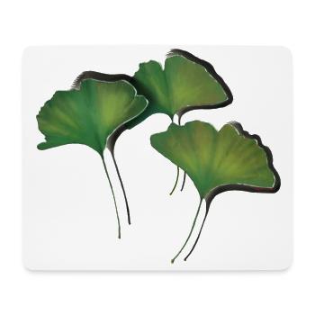 Ginko Feuilles/Ginkgo leaf - Tapis de souris (format paysage) - blanc - Devant