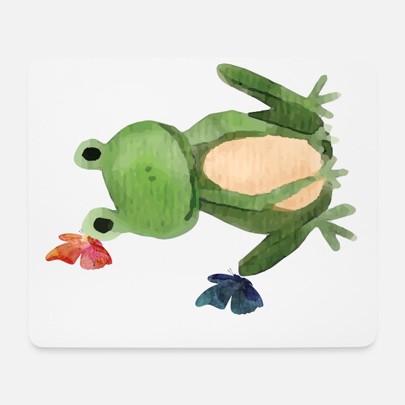 Der Frosch und die Schmetterlinge - Mousepad (Querformat) - Weiß