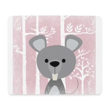 Amis de la forêt dans la forêt aux contes de fées roses - La douce souris - Tapis de souris (format paysage) - blanc - Devant
