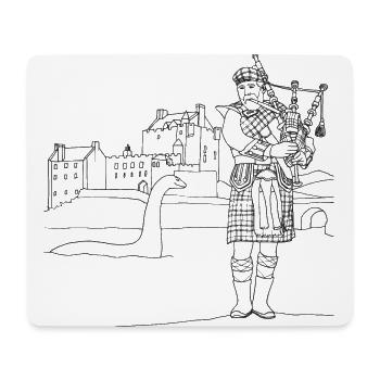 Schotte mit Dudelsack und Nessie - Mousepad (Querformat) - Weiß - Vorne