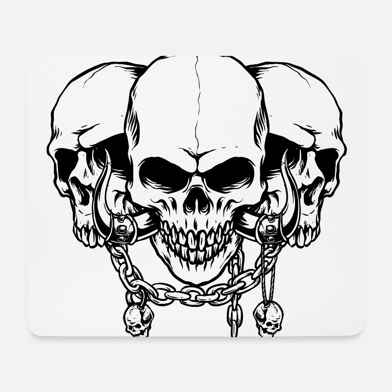 Totenkopf, Totenköpfe Mit Ketten - Mousepad (Querformat) - Weiß