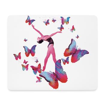 Danseuse, peinture, femme, ballerine, papillons - Tapis de souris (format paysage) - blanc - Devant