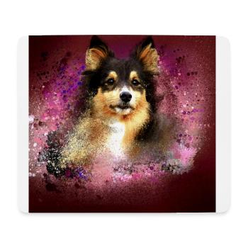 Sheltie, chien, graffiti, peinture, colley, aquarelle - Tapis de souris (format paysage) - blanc - Devant