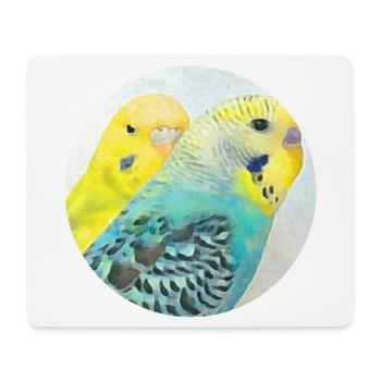 Wellensittiche - Mousepad (Querformat) - Weiß - Vorne