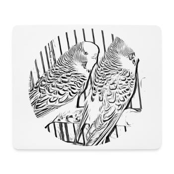 Wellensittiche - Mousepad (Querformat) - Weiß - Vorne