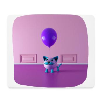 A cat with a mustache holding a balloon - Mouse Pad (horizontal) - white - Front